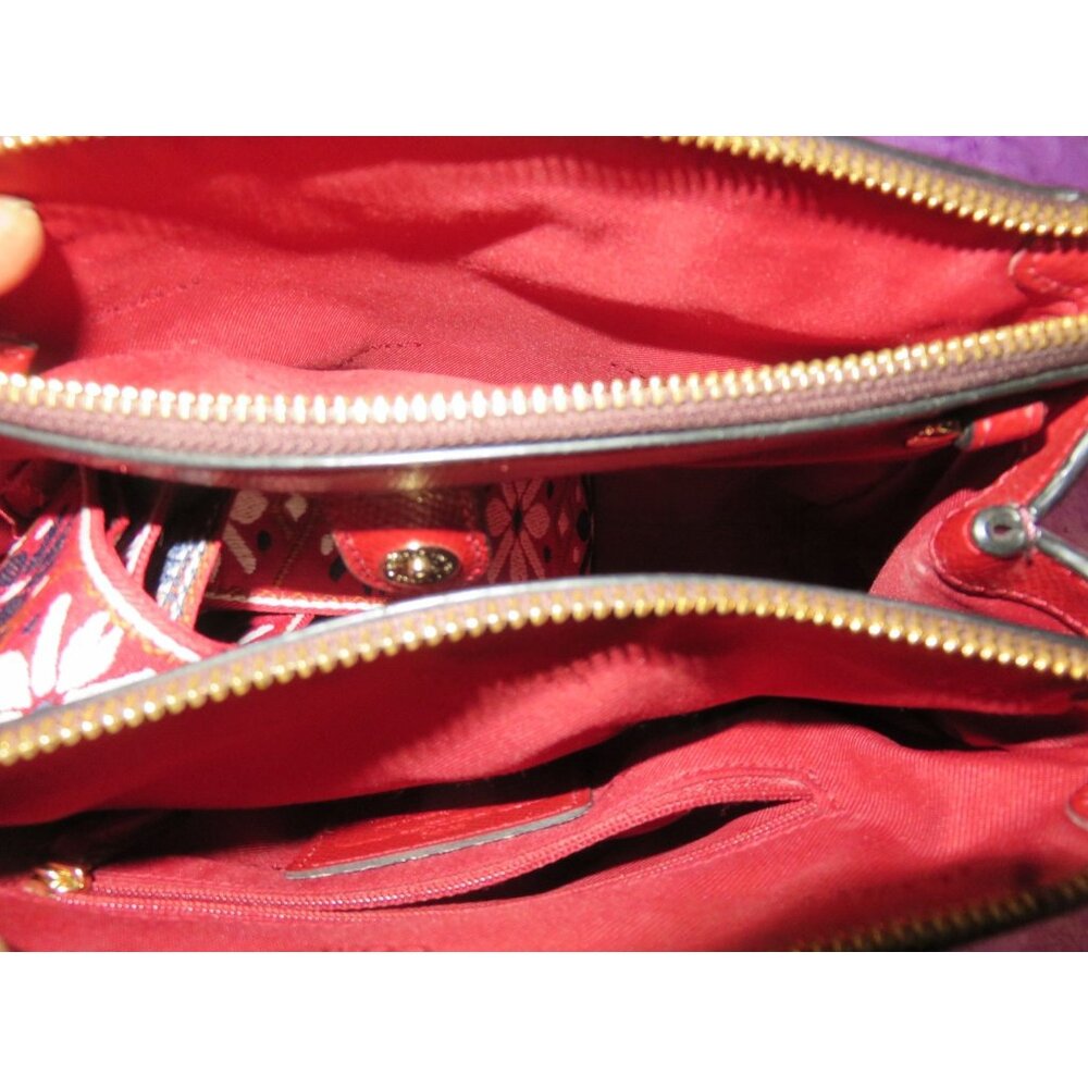 Coach 2016 Christie Mini 2 way Carryall Maroon Red Color block Leather Satchel - Picture 10 of 12